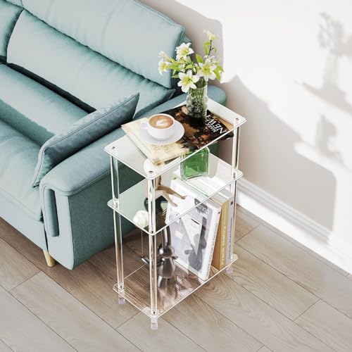 Clear Acrylic Narrow Side Table Set of 2 for Small Spaces (2 Count)