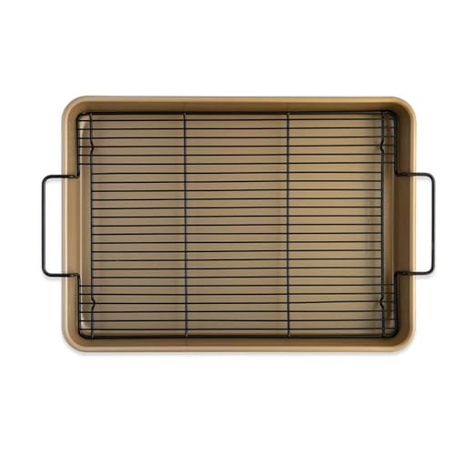 High Sided Half Sheet Oven Crisping Baking Tray with Rack