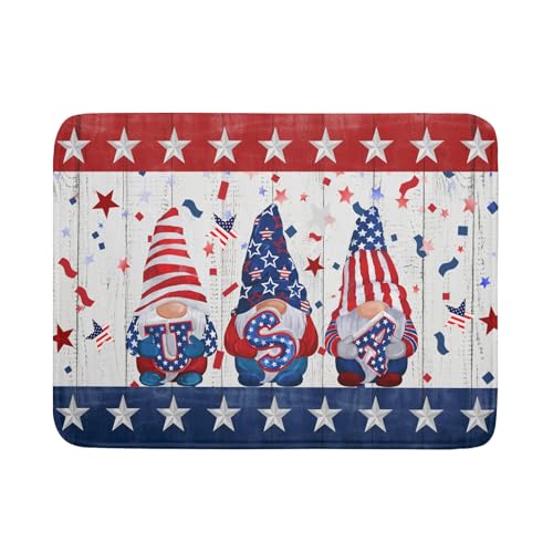 4th of July Gnomes Dish Drying Mat 18x24 inch Patriotic Elf Usa Stars Dish Drainer Mats Independece Day Large Microfiber Dish Drying Pad for Kitchen Countertop Holiday Decor