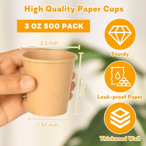 500 Pack 3 oz Kraft Paper Cups (500 Count)