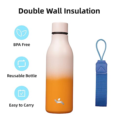 18 oz Insulated Stainless Steel Metal Water Bottle with Strap