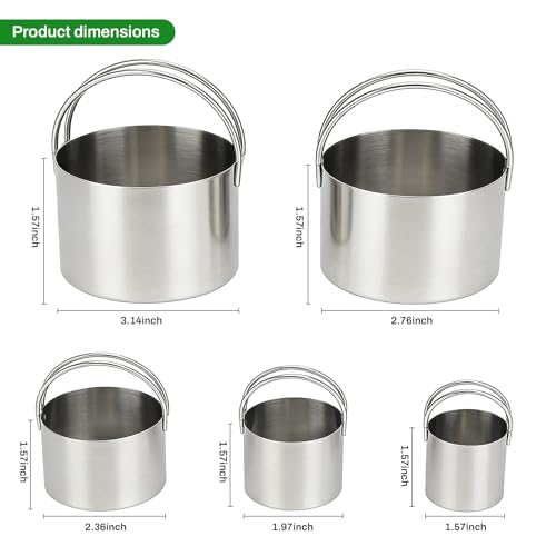 Round Cookie Cutter Set Set of 5 with Handle