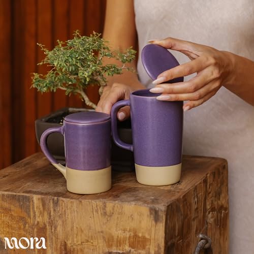 Ceramics Large Tea Mug with Loose Leaf Infuser and Ceramic Lid