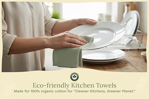 Organic Cotton Sage Flour Sack Kitchen Towels (10 Count)