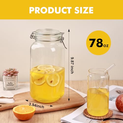 78oz Glass Food Storage Jars with Airtight Clamp Lids (3 Count)