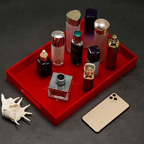 Sturdy Red Acrylic Serving Tray with Handles