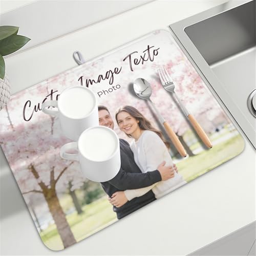 Custom Personalized Dish Drying Mat for Kitchen Counter