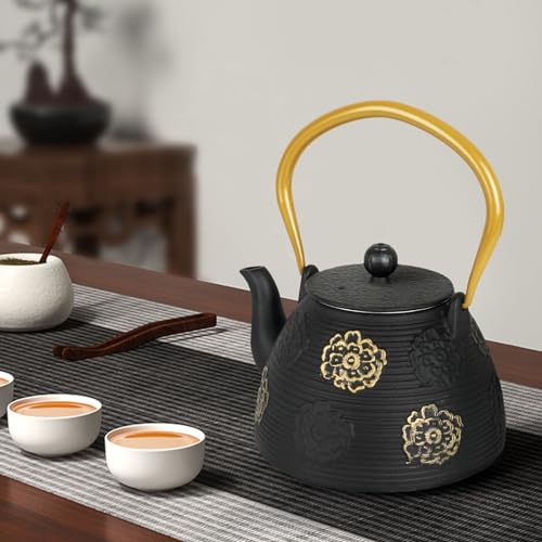 Cast Iron Teapot with Stainless Infuser Enameled Interior 40oz
