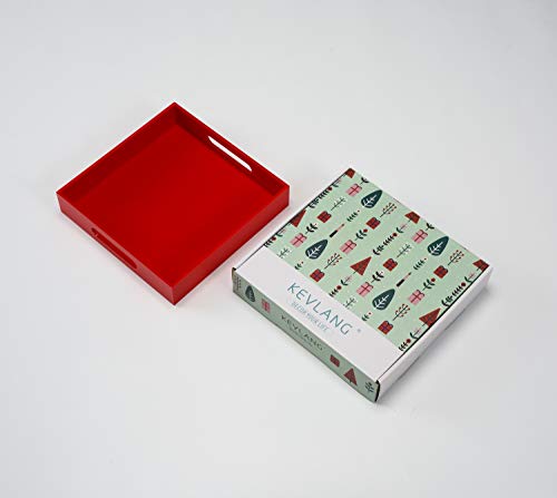 Sturdy Red Acrylic Serving Tray with Handles