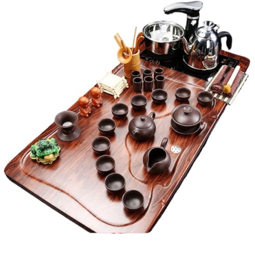 WW P09L2115206 全自动 Kungfu Tea Set Automatic Teapot Set 茶盘 Chinese Gongfu Tea Set Gift Box 茶具套装家用陶瓷功夫茶具智能电磁炉茶台茶道 Solid wood Chinese Teaset 实木整套