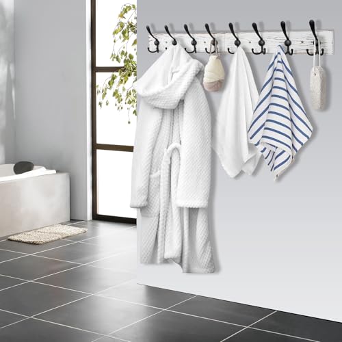 32.2'' Large Coat Rack Wall Mount Coat Hooks with 8 Metal Black Triple