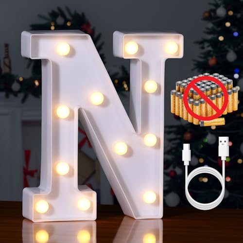 Rechargeable LED Letter Lights Sign Marquee Light Up Letters Sign for Night Light Wedding (27 Count)