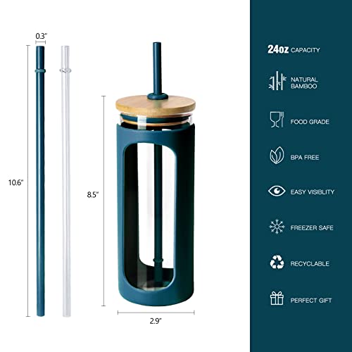 20oz Glass Tumbler with Straw and Lid