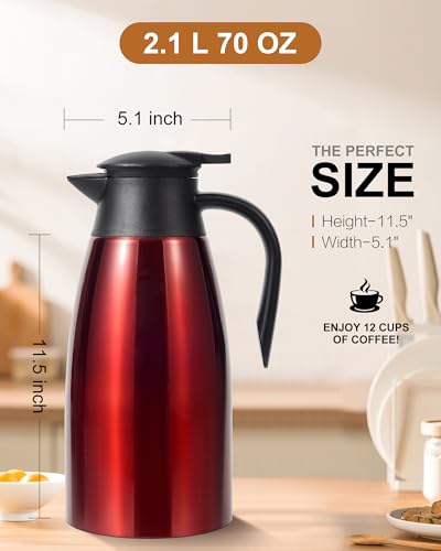 70 Oz Thermal Coffee Carafe for keeping hot (140 Count)