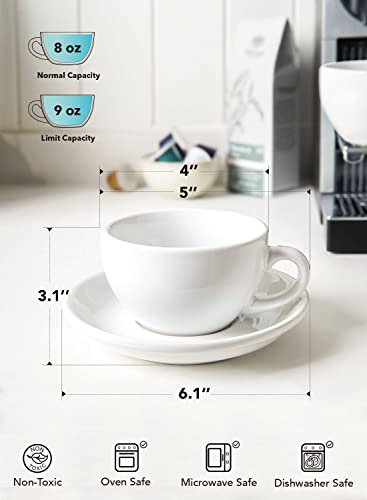 8 oz Cappuccino Cups with Saucers (4 Count)
