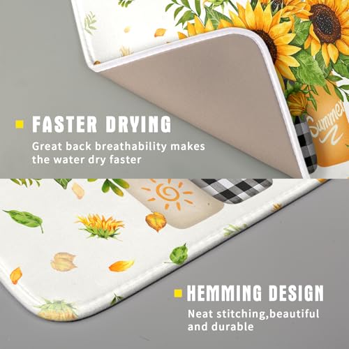Sunflower Vases Dish Drying Mat for Countertop