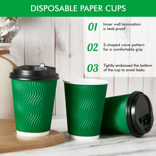 100 Count 12 oz Coffee Cups with Lids