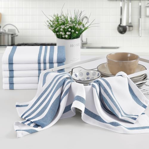 Premium Cotton Stripe Kitchen Towels 8 Pack (8 Count)