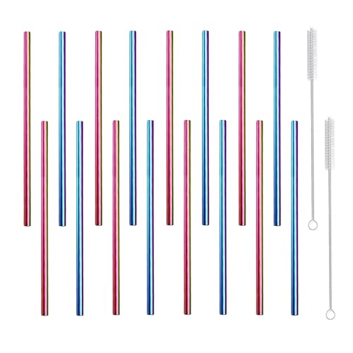 Metal Straws Short Small Mini Stainless Steel Reusable Drinking Straw for Kids Juice Cocktails Coffee Bar Party Home Office Restaurant (16 Count)