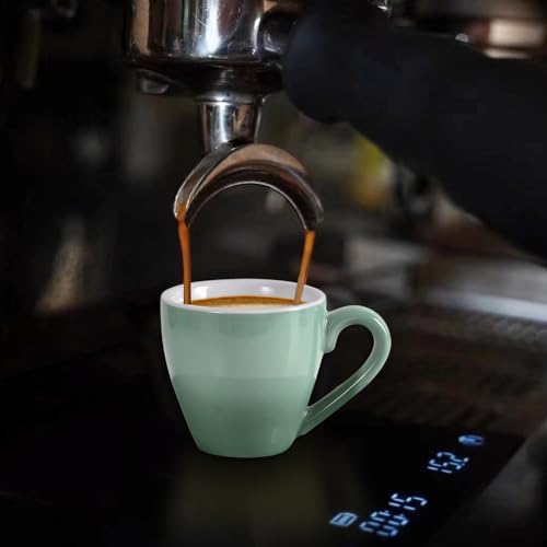 Porcelain Espresso Shot Cup Set with Saucers and Stainless Steel Spoons (4 Count)