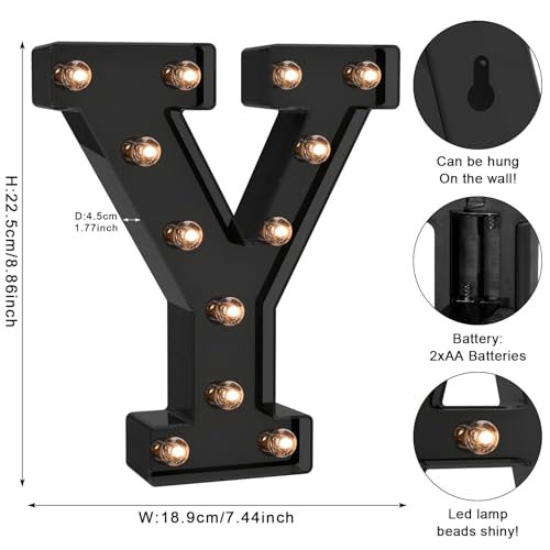 Black LED Letter Lights for Room Decor