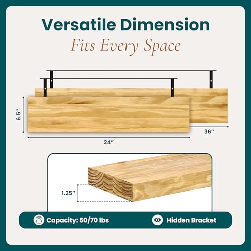 24'' Wood Floating Shelves for Wall (2 Count)