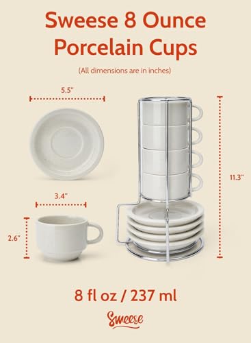 Porcelain Cappuccino Cups Set (8 Count)