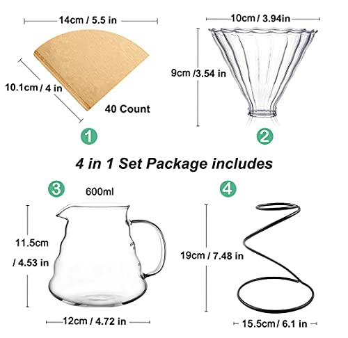 Pour Over Coffee Maker Set (4 Count)