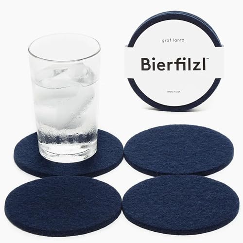 Bierfilzl Merino Wool Round Coasters Set of 4 (4 Count)