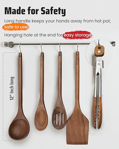 Elegant 5 Piece Walnut Wood Kitchen Utensil Set (5 Count)