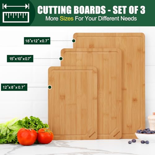 Organic Bamboo Cutting Boards Set for Kitchen Set of 3 (3 Count)