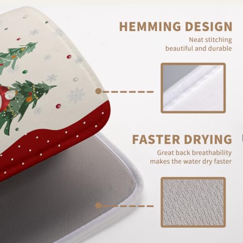 Winter Snowman Red Dish Drying Mats Christmas Gingerbread Man Dish Mat Drying Matt Xmas Tree Dishes Dryer Pad For Kitchen Counter Absorbent Microfiber Washable Foldable Reusable 18x24 In