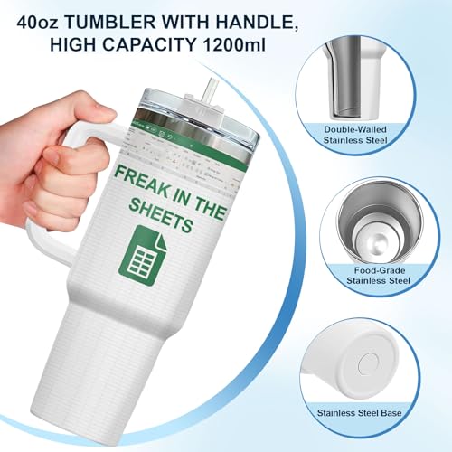 Freak Sheets Spreadsheet 40 oz Tumbler with Handle
