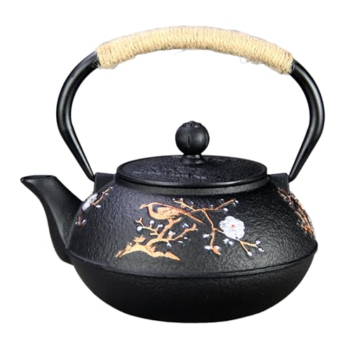 Cast Iron Teapot SECHUDO Teapot for Stovetop Safe Coated with Enameled Interior