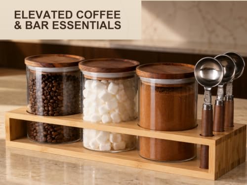 KKC HOME ACCNETS Glass Coffee Jar Set with Spoon Holder (5 Count)