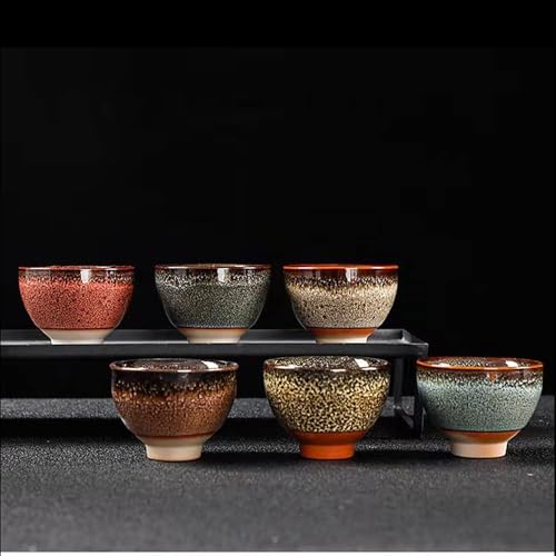 6PCS Handmade Ceramic Tea & Sake Cups (6 Count)