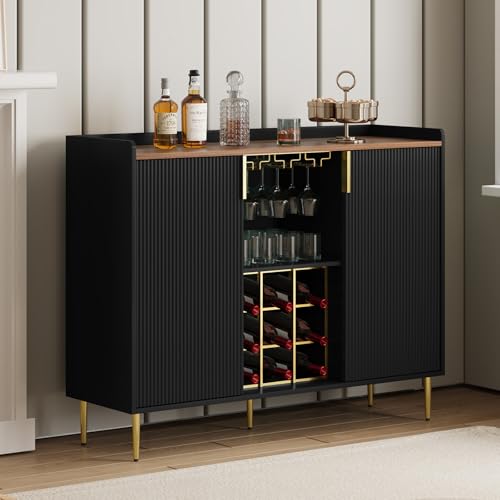 48" Wine Bar Cabinet with Fluted Texture