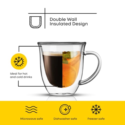 Serene Double Walled Insulated Glasses Coffee Mug (2 Count)