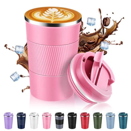 13 oz Stainless Steel Insulated Travel Coffee Mug with Fip Lid