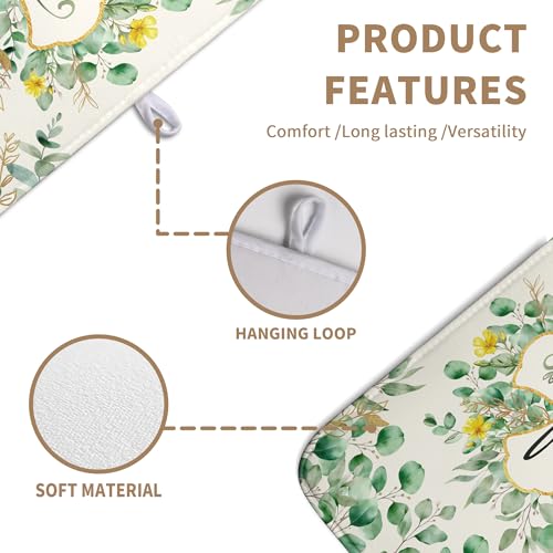 Spring Summer Cross Blessed Dish Drying Mats Spring Eucalyptus Leaves Dish Mat Drying Matt Floral Dishes Dryer Pad for Kitchen Counter Absorbent Microfiber Washable Foldable Reusable 18x24 in