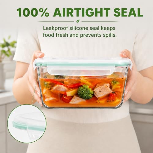 2 Pack Large Glass Storage Containers with Lids 85oz