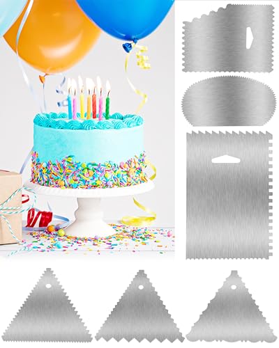 New 6pcs Cake Scraper 430 stainless Decorating Comb and Icing Smoother (6 Count)