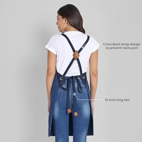 Chef Apron Recycled Cotton Kitchen Apron with an Adjustable Neck with Long Ties