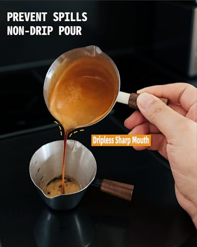 4oz Metal Espresso Shot Cups with Wooden Handle (2 Count)