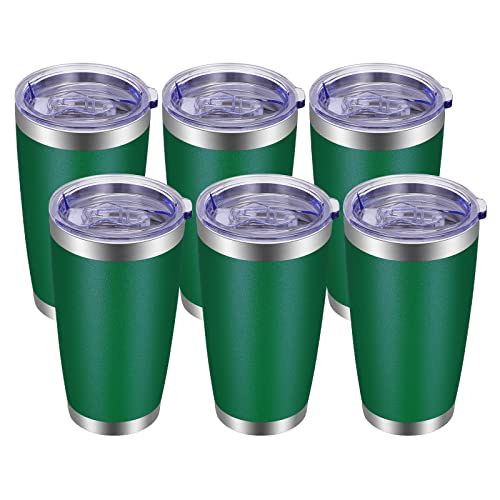 20oz Tumbler with Lid and Straw Stainless Steel Tumbler Cup Bulk Vacuum Insulated Double Wall Travel Coffee Mug Powder Coated Coffee Cup (6 Count)