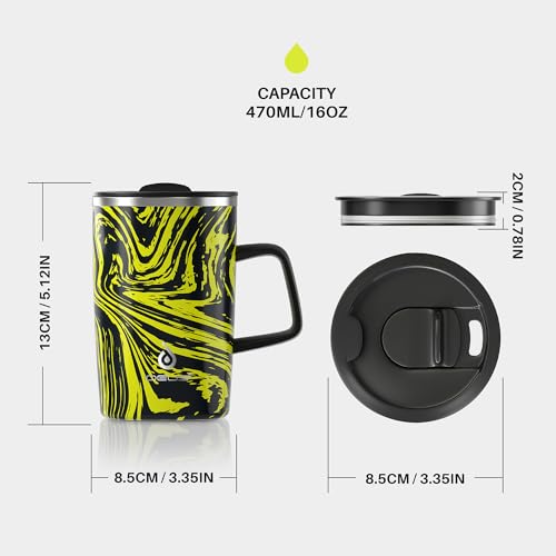 16 oz Insulated Coffee Mug with Lid and Handle