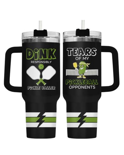 Pickleball Funny Sports 40 oz Tumbler with Handle