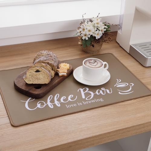 Coffee Mat 2 Pack 12x19 Inch Absorbent Non (2 Count)