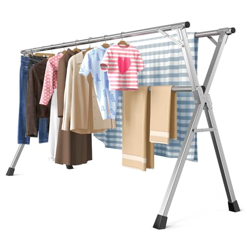 Folding Stainless Steel Laundry Drying Rack 79 Inches