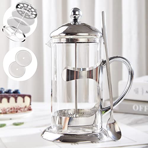 Silver French Press Coffee Maker